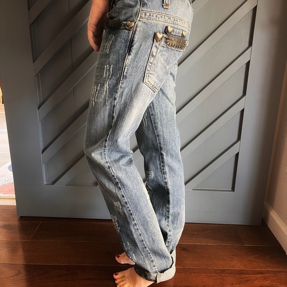 PHILIPP PLEIN RARE Low Rise Leather, Metal Embellished Jeans - Picture 9 of 16